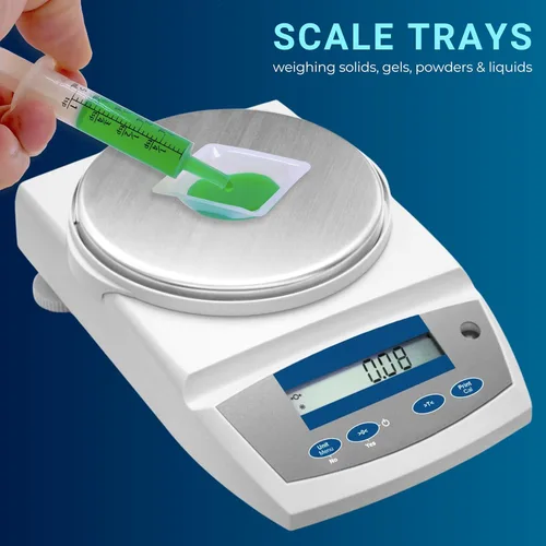 Vista 3 de Weigh Boats - Bandejas de plástico desechables pequeñas (0.2 fl oz, paquete de 125) para báscula, bandeja cuadrada antiestática, plato