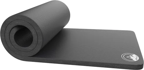 Foam Sleeping Pad for Camping - 1.25-Inch-Thick Waterproof Sleep Pad with Carry Straps for Cots, Tents, or Sleepovers by Wakeman Outdoors (Black)
