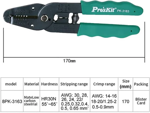 Vista 2 de 8PK-3163 Proskit Multifuncional Crimping Pelacables Alicates Cortador de Cable de Alambre Pelacables Crimpadora Crimpadora