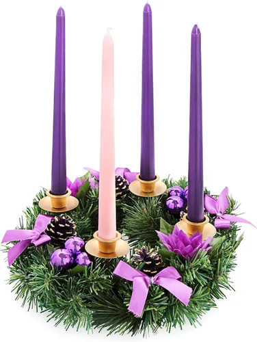 Vista 5 de Paquete de 4 velas cónicas de Adviento, velas cónicas de Navidad sin perfume de 10 pulgadas, 3 velas moradas y 1 vela rosa
