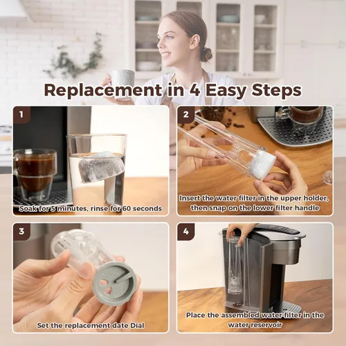 Vista 6 de Paquete de 12 repuestos de filtros de agua de carbón vegetal, para cafeteras Keurig.