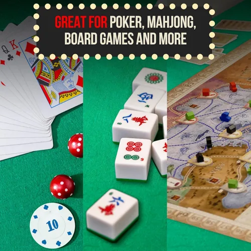 Vista 3 de Cobertor de mesa para juegos de cartas de fieltro para póquer, Mahjong, Dominó, Bridge y juegos de mesa, mantel elástico ajustado para mesas Verde