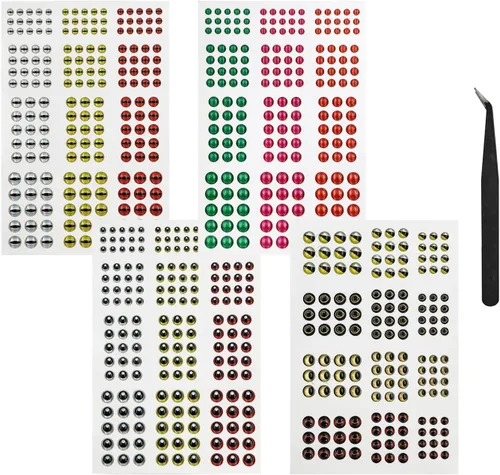 Drchoer Fish Eyes for Lures Making - Fishing Lure Eye 3mm 4mm 5mm 6mm 7mm 10mm Assortment for Fly Tying DIY Materials Tool