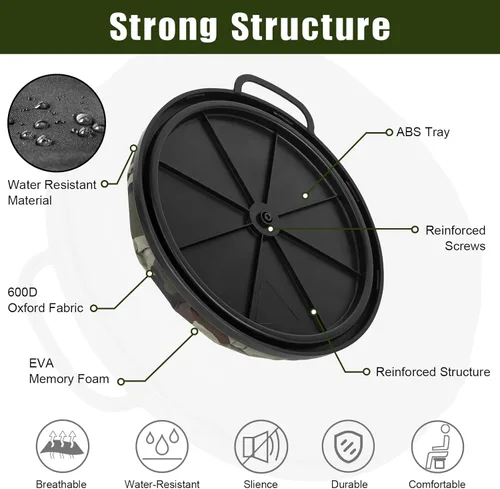 Vista 2 de Foxtune Asiento de Cubo Giratorio de 360 Grados, Tapa de Cubo de 5 Galones, Cojín de Asiento de Cubo Giratorio, Silencioso, Cómodo, Resistente al