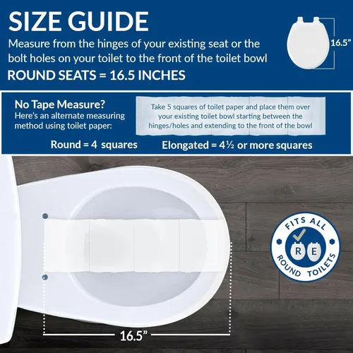 Vista 8 de Mayfair Preston - Asiento de inodoro con bisagra simple fácil de limpiar, moderno asiento de inodoro de plástico de cierre lento, fabricado