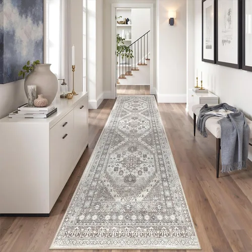 Vista 33 de zesthome Alfombras de área de 5 x 7, lavables a máquina, para sala de estar, dormitorio, resistentes a las manchas, vintage, de gran área, Beige