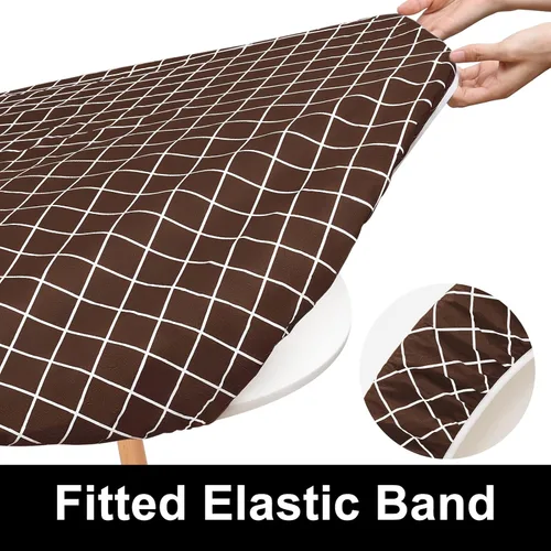 Vista 134 de Mantel rectangular, manteles de plástico elásticos ajustables con parte trasera de franela para mesas de 4 pies, manteles de vinilo impermeables