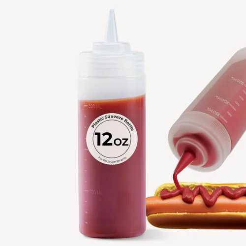 Vista 13 de Restaurantware - Botella Exprimible de Condimentos de 8 Onzas, 1 Botella Exprimible de Plástico con Tapa - Punta Dispensadora de Precisión