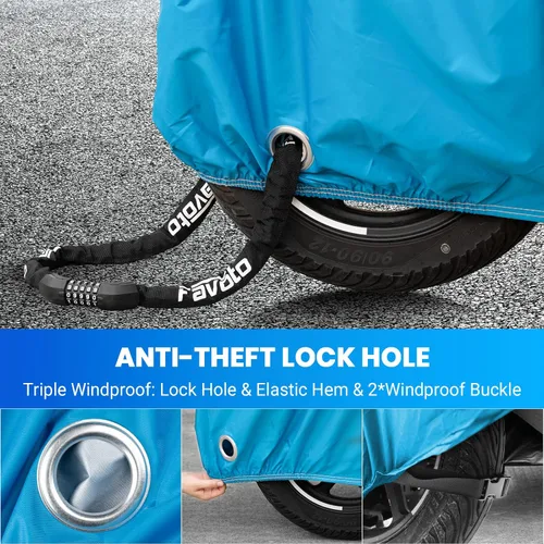 Vista 5 de Favoto - Funda impermeable para motocicleta, universal, duradera, reflectante, protección solar para cualquier temporada, con orificios de seguridad