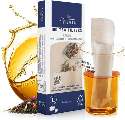 Vista 9 de Finum Bolsas de filtro de té de papel desechables para té suelto, blanco, extra delgado, 100