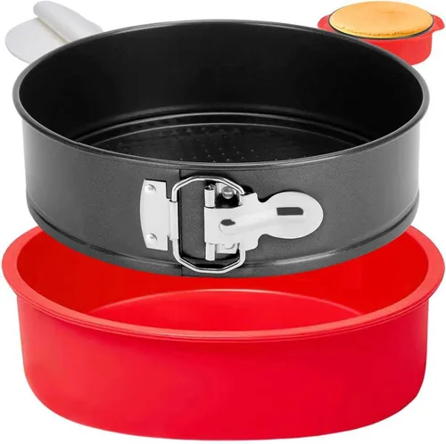 Molde Desmontable de 9 Pulgadas Antiadherente, Molde Desmontable para Cheesecake de 9 Pulgadas con Protector de Silicona, Moldes Desmontables a