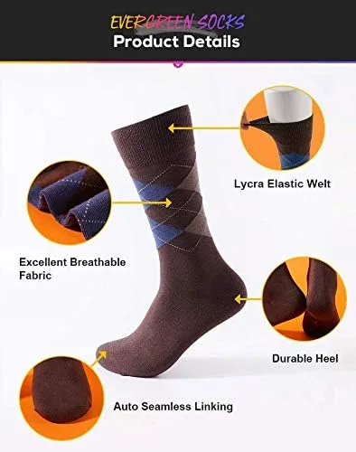 Vista 5 de Feetalk Calcetines de vestir modales para hombre, calcetines de algodón casuales con patrón resistente al olor