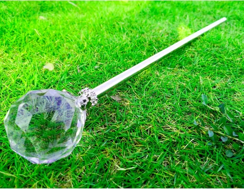 Vista 4 de BuLuBuLu Crystal Scepter - Varita mágica para regalar al día de la mujer, diseño de princesa de hada, cetro, para niños (blanco)