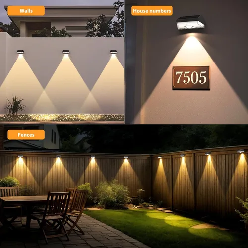 Vista 8 de Luces solares para vallas, 9 modos de iluminación y modo de cambio de color IP65 impermeable al aire libre, luces solares de cubierta
