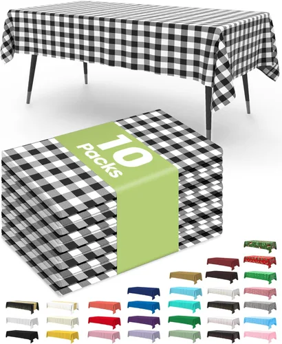 Vista 23 de Pureegg Mantel de plástico desechable, paquete de 10 manteles de 54 x 72 pulgadas, decoraciones de fiesta de Halloween, decoración Summerween, Negro