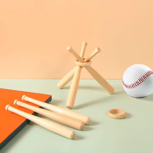 Vista 3 de Honoson Baseball Stand Holders Balls Display Bat Wooden Stand Holder Display Centerpieces Tables for Baseball Sports Lover(1 Pack)