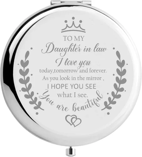 Vista 10 de Soulpetals Regalos para nuera, espejo compacto para nuera, regalos de suegra para boda, cumpleaños, Navidad (dorado)