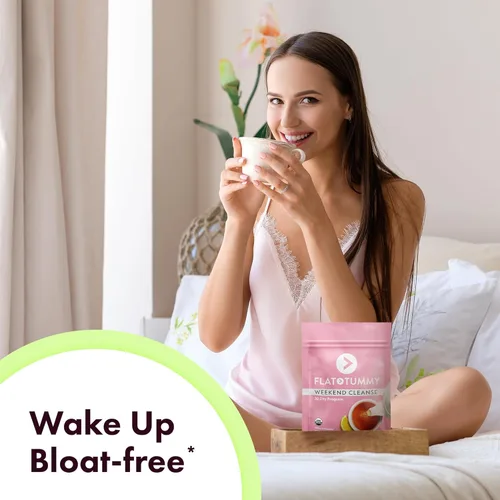 Vista 5 de Flat Tummy Té de limpieza de fin de semana, programa de 30 días, limpieza de colon totalmente natural con raíz de sena y diente de león, proporciona