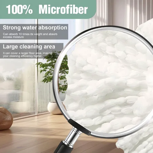 Vista 5 de Mango de repuesto para trapeador giratorio, trapeador de limpieza ajustable giratorio de 360°, 2 varillas telescópicas de bloqueo reforzado + 3