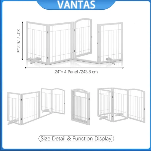 Vista 7 de Vantas Puerta plegable para mascotas de 96 pulgadas de ancho, 30 pulgadas de alto, puerta de metal sin montaje, valla de seguridad de alambre