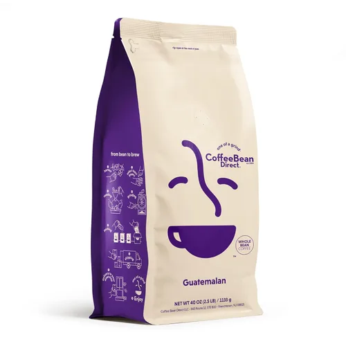Vista 30 de Coffee Bean Direct Brazilian Santos, café en grano entero, arábica, tostado ligero, bolsa de 1 libra (paquete de 1)