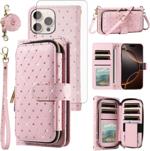 Vista 116 de Funda para teléfono iPhone 6 6S con cremallera y protector de pantalla con protector de pantalla, correa de cordón cruzado, ranura para iPhone 6 Six