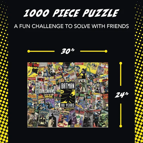 Vista 2 de Paladone Batman 1000 Piece Jigsaw Puzzle - Pop Culture Retro Puzzle, Comic Books Through Time Collage, Yellow