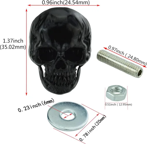 Vista 2 de Abfer Cubiertas de Tornillos de Matrícula con Diseño de Calavera Antirrobo Kit de Pernos de Marco de Tornillo de Matrícula Decorativo Compatible
