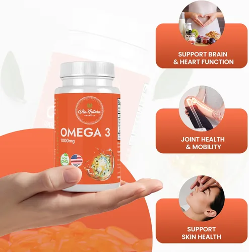 Vista 2 de Omega 3 1000mg Aceite de pescado Ácidos grasos EPA y DHA Sin OMG 60 cápsulas blandas