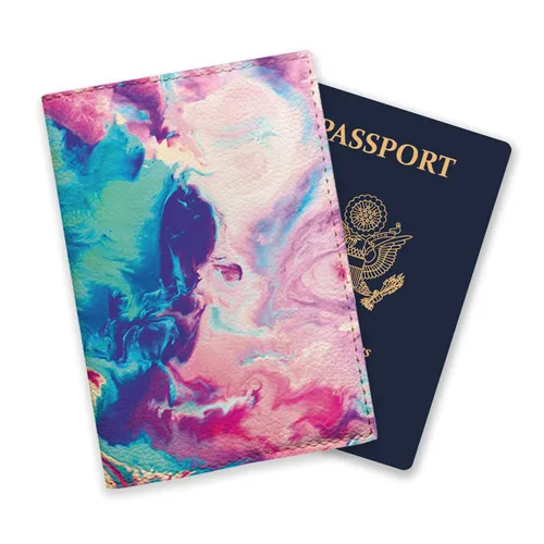 Vista 2 de Colorful smoke Pink Passport Holder for Women Eco Leather cover for Documents Birthday Gift Idea
