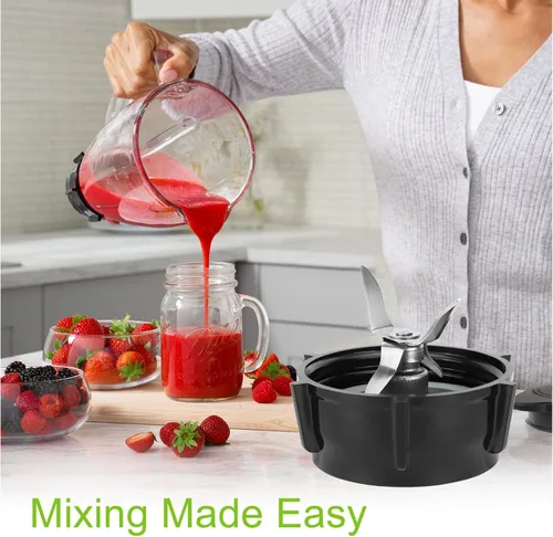 Vista 6 de Piezas de repuesto de licuadora compatibles con cuchillas de hielo de licuadora Oster, base de plástico ABS, cuchilla de hielo de acero inoxidable