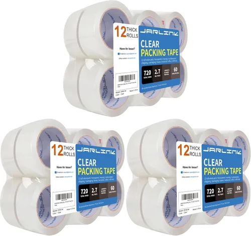 Vista 10 de JARLINK Cinta de embalaje transparente, cinta de embalaje resistente para embalaje de envío, sellado en movimiento, 2 pulgadas de ancho