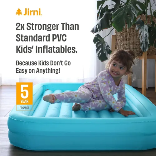 Vista 6 de Cama de campamento para niños pequeños con parachoques y saco de inflado - Cama inflable de viaje para niños ultraligera, compacta y sin PVC