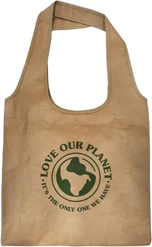Vista 13 de Reusable Grocery Bag – Large Sustainable Washable Paper Tote with Reinforced Seams. Foldable and Durable.