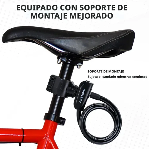 Vista 4 de Hapleby Candado Premium para Bicicleta con 2 Llaves, Candado de Cable Profesional para Bicicleta de 4 Pies, Cable de Candado para Bicicleta