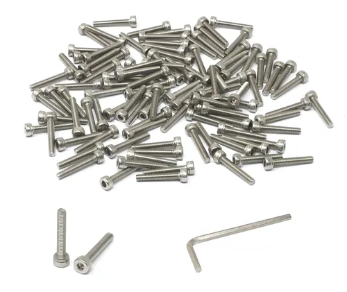 Vista 166 de iexcell Kit de tornillos de cabeza hexagonal de acero inoxidable 304, 100 unidades M2 x 0.157 in, paso de rosca de 0.016 in