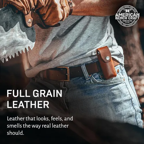 Vista 6 de Funda de multiherramienta de cuero para Gerber Suspension y Gerber Suspension NXT (marrón) - Portaherramientas de cinturón de cuero de grano