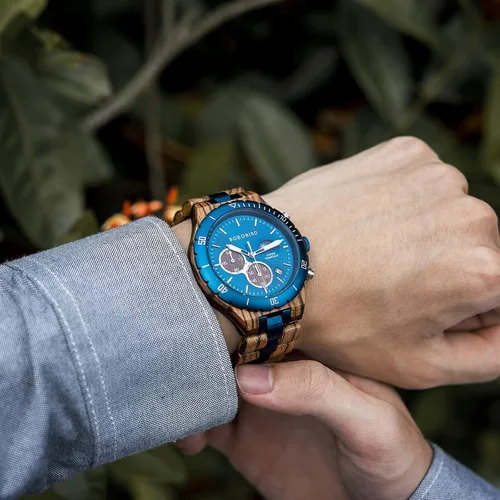 Vista 3 de 2win Relojes de madera grabados personalizados para hombre, a la moda, multifunción, reloj personalizado para cumpleaños, aniversario, relojes
