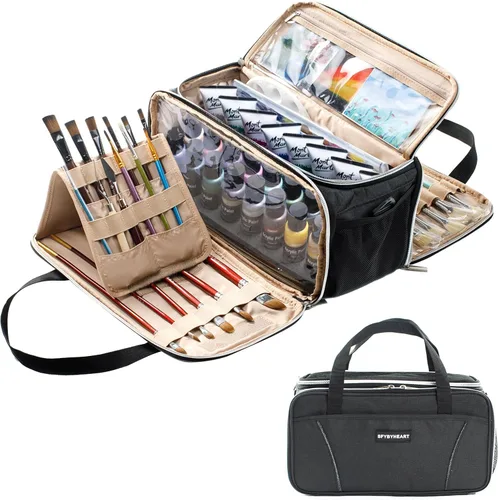 SFYBYHEART Almacenamiento de pintura acrílica, organizador de manualidades, organizador de suministros de arte, bolsas de arte, soporte para