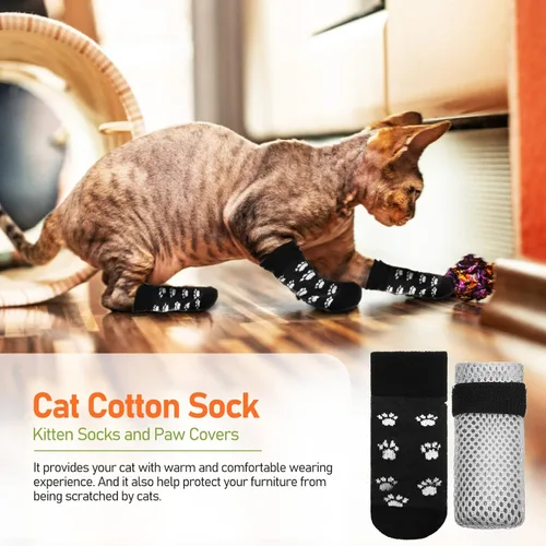 Vista 5 de 1 juego de gorras de uñas para gatos, calcetines de rasgado para gatos, gorras para garras de gato, calcetines de rasgado