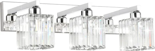 Vista 14 de Aipsun Lámparas de tocador de baño, 6 luces, cromadas, para baño, accesorios de iluminación de tocador de cristal (excluye bombilla)