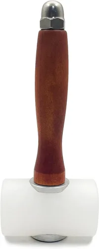 Vista 3 de Manija de madera de la cabeza de nylon T del mazo del martillo de talla de cuero 7,4 pulgadas