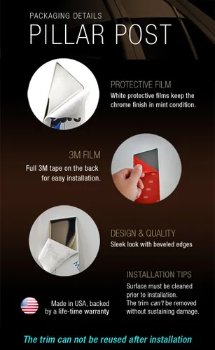 Vista 4 de Fabricado en Estados Unidos! Dodge Ram 2009-2017 1500 Crew/2010-2017 Ram Mega Cab, 4 unidades de poste pilar recortado de cromo, acero inoxidable