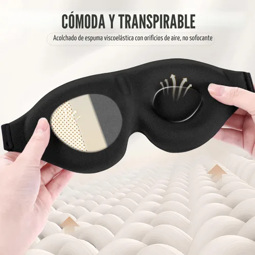 Vista 5 de YIVIEW Máscara de dormir para personas que duermen de lado, máscara de ojos 3D con bloqueo completo de luz, cubierta de ojos suave y transpirable