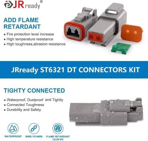 Vista 3 de JRready Kit de conectores Deutsch, conector DT de 2 3 4 6 8 12 pines con contactos estampados de tamaño 16 (18-14AWG)