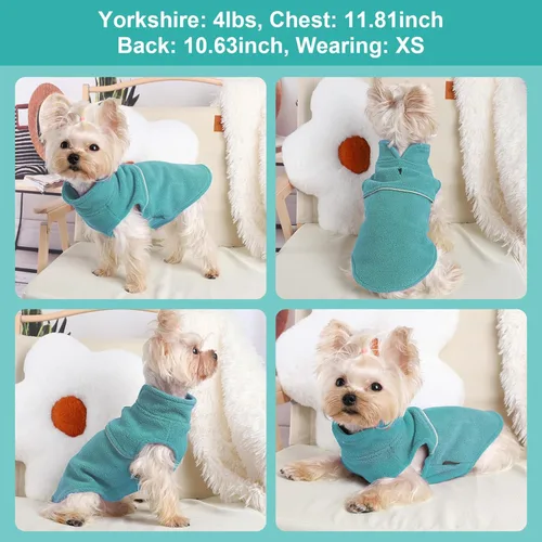 Vista 33 de Chaleco de forro polar con estampado a cuadros rojos, suéter de invierno para mascotas para perros pequeños, niños y niñas, suéter cálido