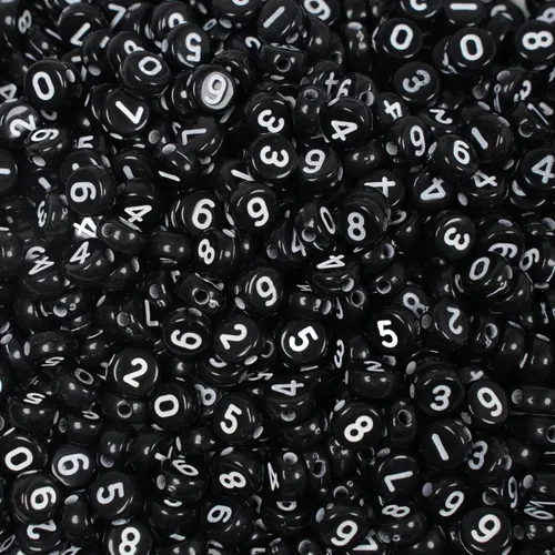 Vista 5 de 1000 cuentas numéricas redondas y blancas de 0-9 cuentas mixtas de 0.157 x 0.276 in de plástico, cuentas sueltas para hacer joyas y pulseras