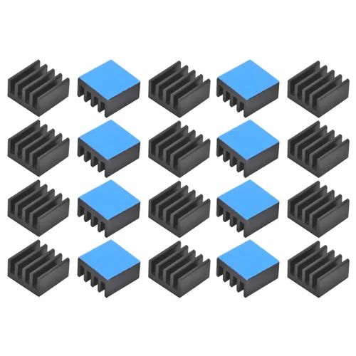 Disipador de calor de aluminio negro con cinta adhesiva conductora térmica, enfriador de disipador de calor de 9 × 9 × 0.197 in para enfriar