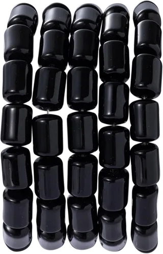 Granos de tubo cilíndrico de ágata negra natural, 0.394 x 0.551 in, 15.0 in/str sueltos, semi piedras preciosas para hacer pulseras y collares