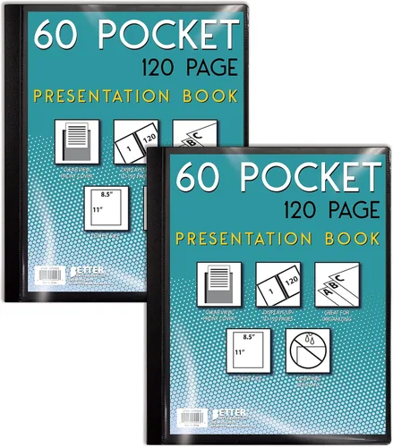 Vista 7 de Better Office Products Libro de presentación negro con 60 bolsillos, con cubierta frontal transparente, 120 páginas protectoras de hojas, hojas